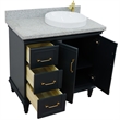 37 in. Single Wooden Vanity  Dark Gray Gray Granite Round Right Door.Right Sink