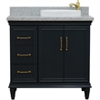 37 in. Single Wooden Vanity  Dark Gray Gray Granite Round Right Door.Right Sink