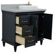 37 in. Single Wooden Vanity  Dark Gray Gray Granite Round Right Door.Right Sink