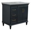 37 in. Single Vanity Dark Gray Gray Granite Rectangle Right Door.Right Sink