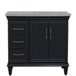 37 in. Single Vanity Dark Gray Gray Granite Rectangle Right Door.Right Sink