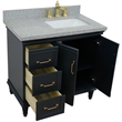 37 in. Single Vanity Dark Gray Gray Granite Rectangle Right Door.Right Sink