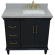 37 in. Single Vanity Dark Gray Gray Granite Rectangle Right Door.Right Sink