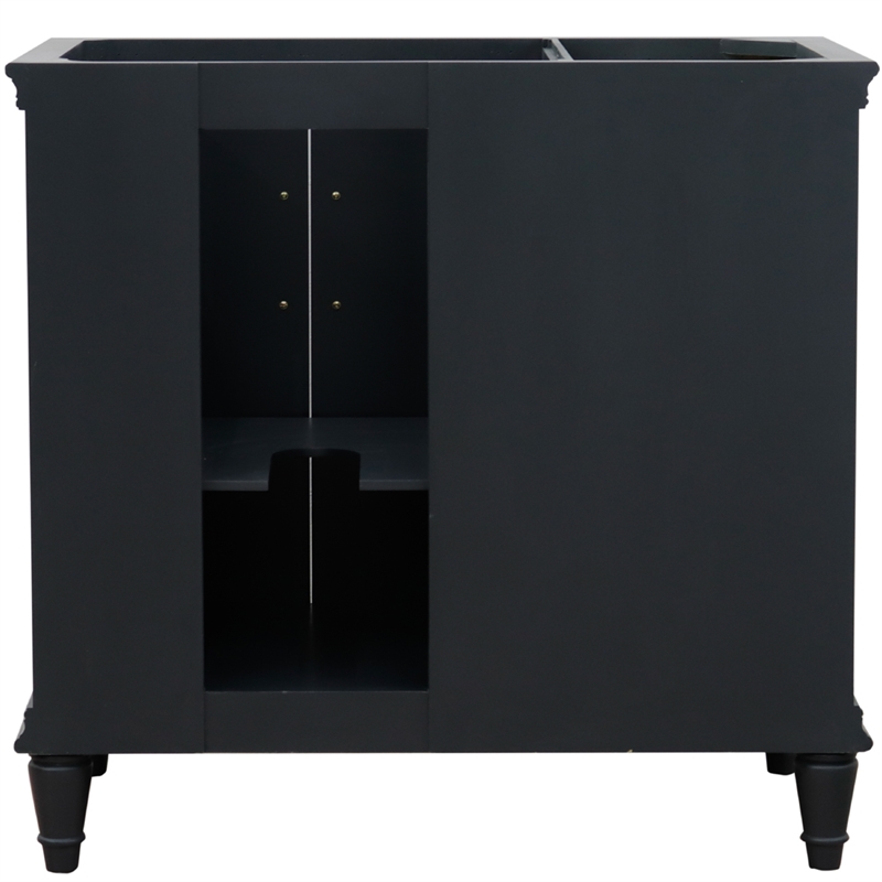 37 in. Single Vanity Dark Gray Gray Granite Rectangle Right Door.Right Sink