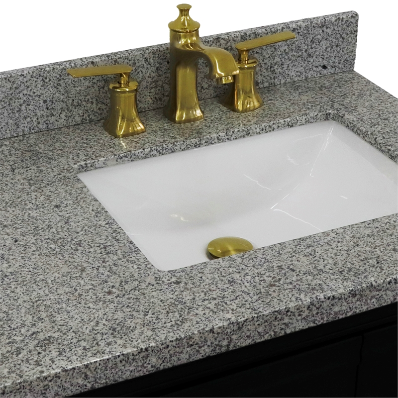 37 in. Single Vanity Dark Gray Gray Granite Rectangle Right Door.Right Sink