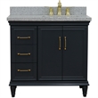 37 in. Single Vanity Dark Gray Gray Granite Rectangle Right Door.Right Sink