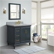 37 in. Single Vanity Dark Gray Gray Granite Rectangle Right Door.Right Sink