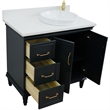 37 in. Single Wooden Vanity  Dark Gray White Quartz Round Right Door.Right Sink