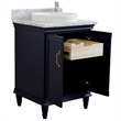 25 in. Single Wooden Vanity  Blue with White Carrara Round Sink