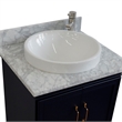 25 in. Single Wooden Vanity  Blue with White Carrara Round Sink