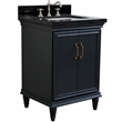 25 in. Single Wooden Vanity  Dark Gray with Black Galaxy Rectangle Sink
