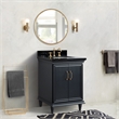 25 in. Single Wooden Vanity  Dark Gray with Black Galaxy Rectangle Sink