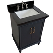 25 in. Single Wooden Vanity  Dark Gray with Black Galaxy Rectangle Sink