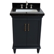 25 in. Single Wooden Vanity  Dark Gray with Black Galaxy Rectangle Sink
