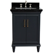 25 in. Single Wooden Vanity  Dark Gray with Black Galaxy Rectangle Sink