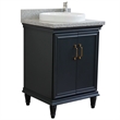 25 in. Single Wooden Vanity  Dark Gray with Gray Granite Rectangle Sink