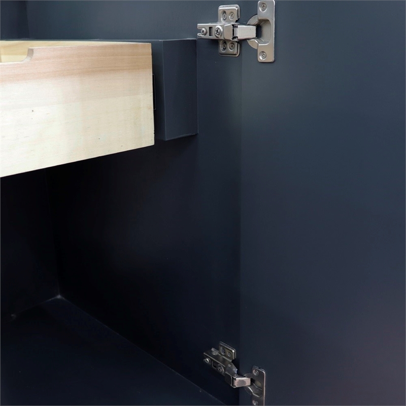 25 in. Single Wooden Vanity  Dark Gray with Gray Granite Rectangle Sink