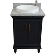 25 in. Single Wooden Vanity  Dark Gray with Gray Granite Rectangle Sink