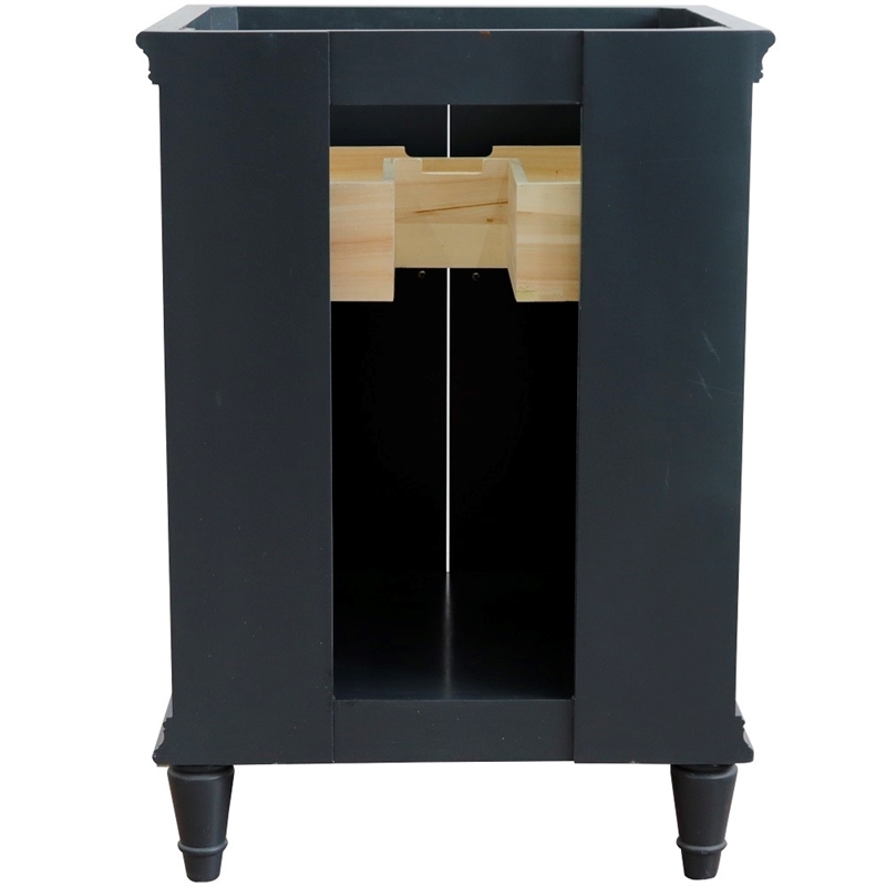 25 in. Single Wooden Vanity  Dark Gray with Gray Granite Rectangle Sink