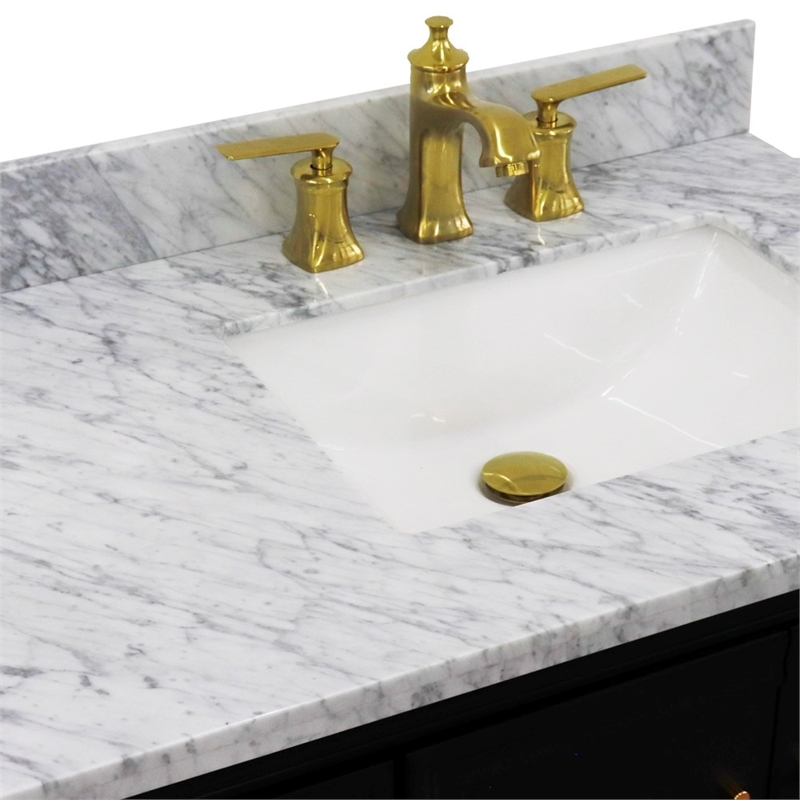 37 in. Single Vanity Dark Gray White Carrara Rectangle Right Door.Right Sink