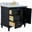 37 in. Single Vanity Dark Gray White Carrara Rectangle Right Door.Right Sink