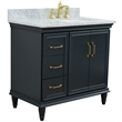 37 in. Single Vanity Dark Gray White Carrara Rectangle Right Door.Right Sink