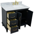 37 in. Single Vanity Dark Gray White Carrara Rectangle Right Door.Right Sink