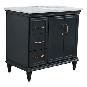 37 in. Single Vanity Dark Gray White Carrara Rectangle Right Door.Right Sink
