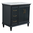 37 in. Single Vanity Dark Gray White Carrara Rectangle Right Door.Right Sink