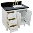 37 in. Single Wooden Vanity  White Black Galaxy Rectangle Right Door.Right Sink