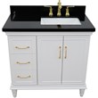 37 in. Single Wooden Vanity  White Black Galaxy Rectangle Right Door.Right Sink