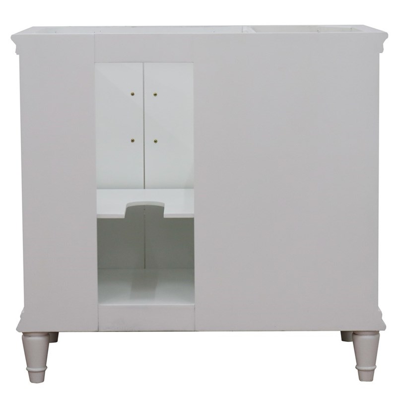 37 in. Single Wooden Vanity  White Black Galaxy Rectangle Right Door.Right Sink