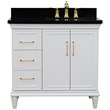 37 in. Single Wooden Vanity  White Black Galaxy Rectangle Right Door.Right Sink