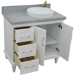 37 in. Single Wooden Vanity  White Gray Granite Round Right Door.Right Sink