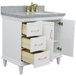 37 in. Single Wooden Vanity  White Gray Granite Rectangle Right Door.Right Sink