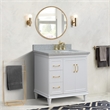 37 in. Single Wooden Vanity  White Gray Granite Rectangle Right Door.Right Sink