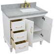 37 in. Single Wooden Vanity  White Gray Granite Rectangle Right Door.Right Sink