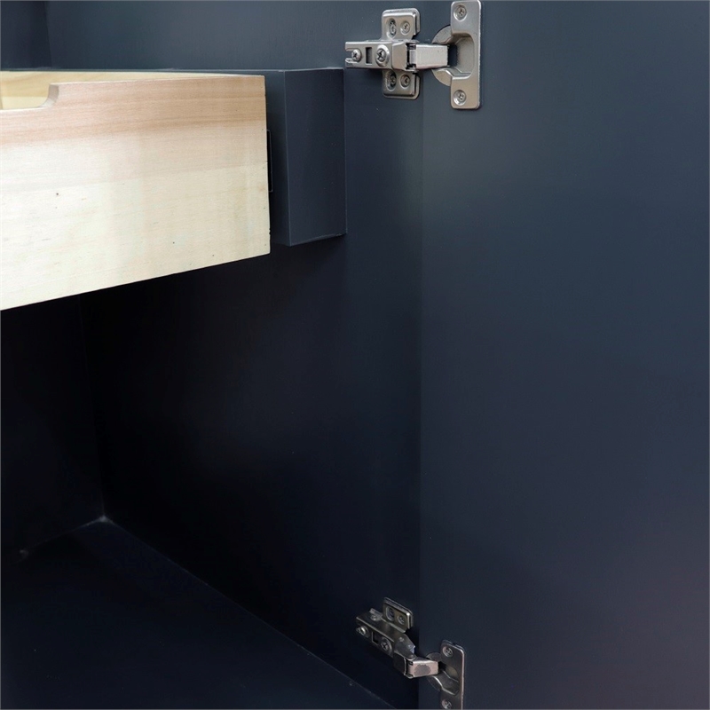 25 in. Single Wooden Vanity  Dark Gray with White Carrara Rectangle Sink
