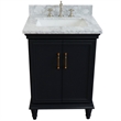 25 in. Single Wooden Vanity  Dark Gray with White Carrara Rectangle Sink