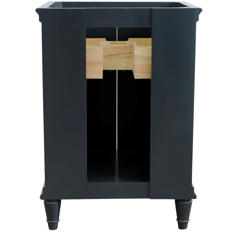 25 in. Single Wooden Vanity  Dark Gray with White Carrara Rectangle Sink