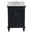 25 in. Single Wooden Vanity  Dark Gray with White Carrara Rectangle Sink