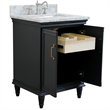 25 in. Single Wooden Vanity  Dark Gray with White Carrara Rectangle Sink