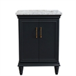 25 in. Single Wooden Vanity  Dark Gray with White Carrara Rectangle Sink