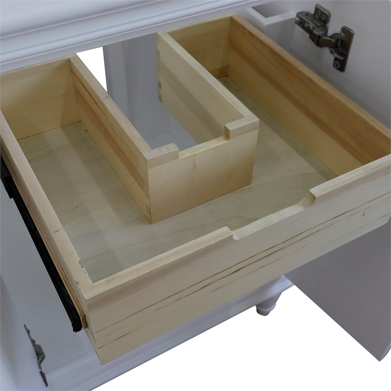 25 in. Single Wooden Vanity  White with Black Galaxy Rectangle Sink
