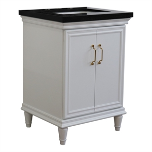 25 in. Single Wooden Vanity  White with Black Galaxy Rectangle Sink