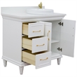 37 in. Single Wooden Vanity  White White Quartz Round Right Door.Right Sink