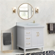 37 in. Single Wooden Vanity  White White Quartz Round Right Door.Right Sink