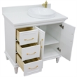 37 in. Single Wooden Vanity  White White Quartz Round Right Door.Right Sink