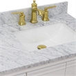 37 in. Single Wooden Vanity  White White Carrara Rectangle Right Door.Right Sink