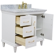 37 in. Single Wooden Vanity  White White Carrara Rectangle Right Door.Right Sink